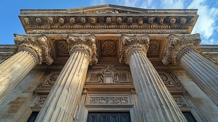Fototapeta premium Grand Classical Building Facade Architectural Detail