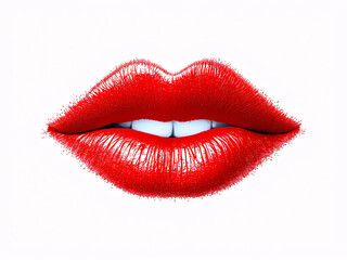 Obraz premium Sensual red lips with glossy shine, close-up beauty.