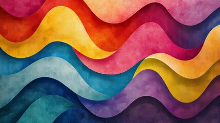 Vibrant abstract waves of colorful curved layers