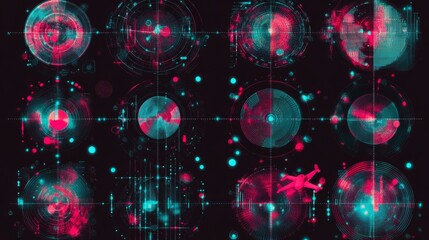 Futuristic digital interface with holographic elements and abstract visuals