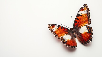 Naklejka premium Vibrant orange and black butterfly on light background