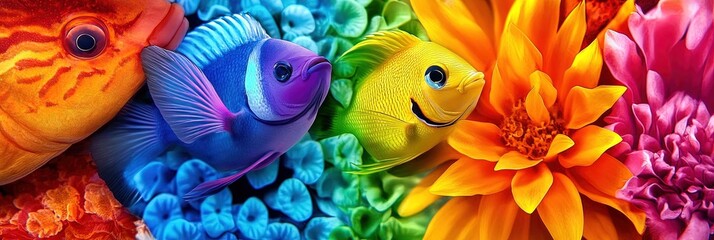 biodiversity concept with various flora and fauna