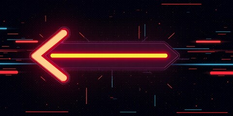 Obraz premium Neon arrow points left, futuristic.