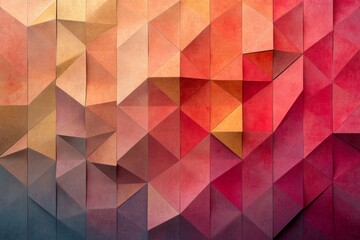 Obraz premium Folded paper triangles forming a colorful geometric design, creating a gradient effect