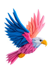 Obraz premium Abstract 3D eagle paper cut shape, isolated on a white background 