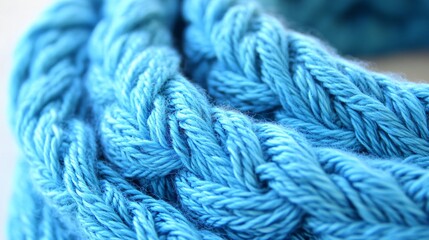 Closeup Blue Knitted Yarn Texture Background