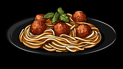 Spaghetti with meatballs and parsley. Easy homemade comfort food to cook yourself