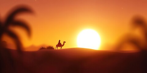 2D animation oasis in the desert 