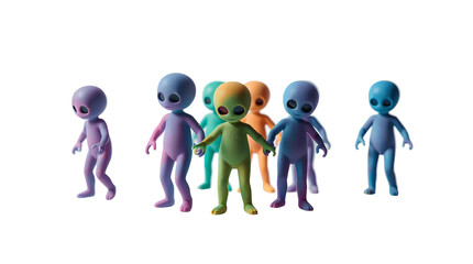 Photo of multi coloured cartoon alien isolated on transparent background
