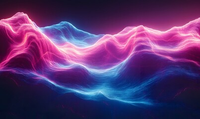 Obraz premium abstract scene where neon lines form undulating waveforms