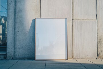 Obraz premium Framed emptiness awaits creativity in a serene urban setting under soft morning light