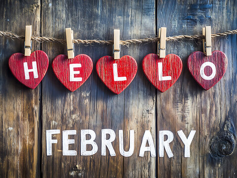 Hello February greeting card