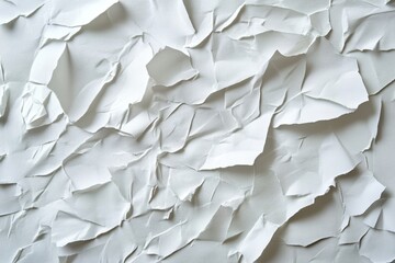 Obraz premium Wet wrinkled glued paper pieces forming abstract textured white background