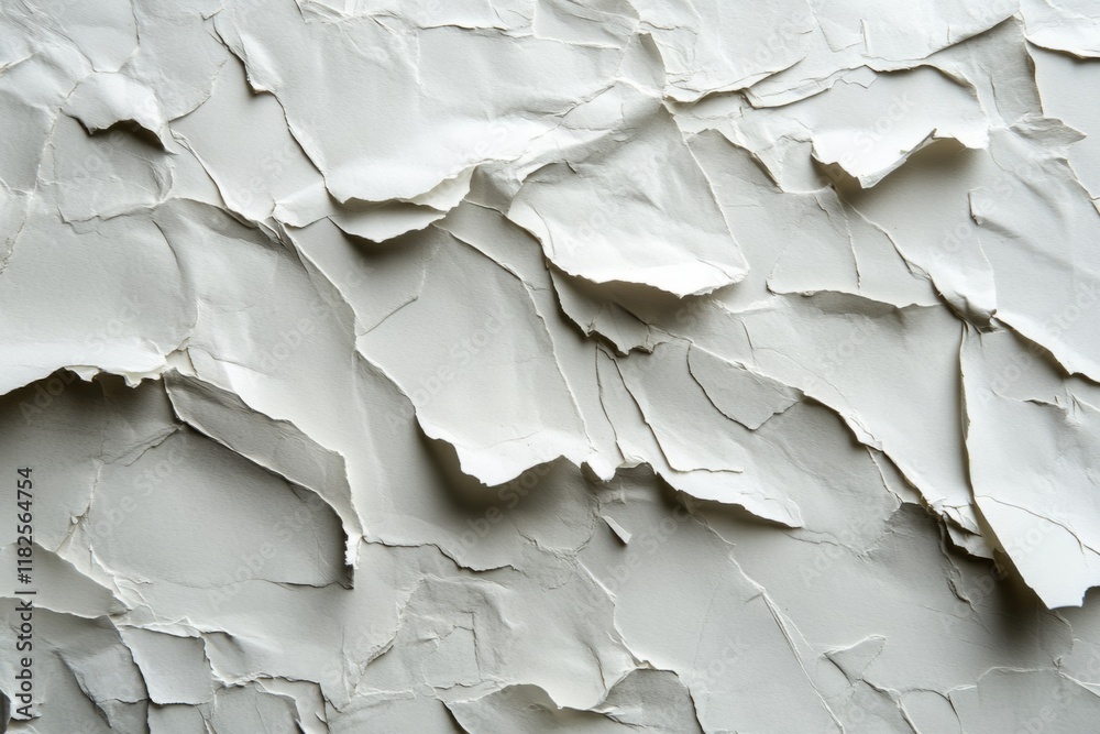 Sticker Close-up of crumpled white paper creating a textured abstract background, suitable for various design and artistic purposes