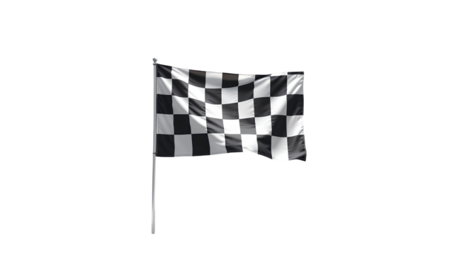 Photo of checkered finish flag isolated on transparent background