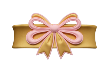 A golden band adorned with a delicate pink bow, a symbol of elegance and gifting. background removed