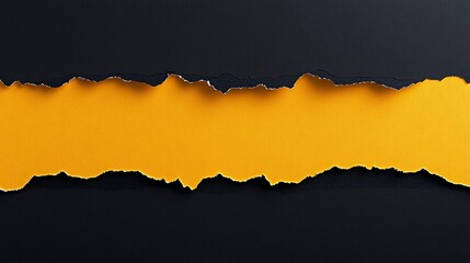 Bright yellow paper tearing through a dark black background at an angle