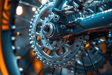 Obraz premium Detailed view of a bike's mechanical components