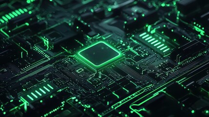 Abstract circuit board action digital environment technology concept futuristic viewpoint