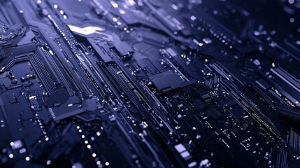 Abstract circuit board design midnight blue digital art high-tech environment close-up futuristic concept