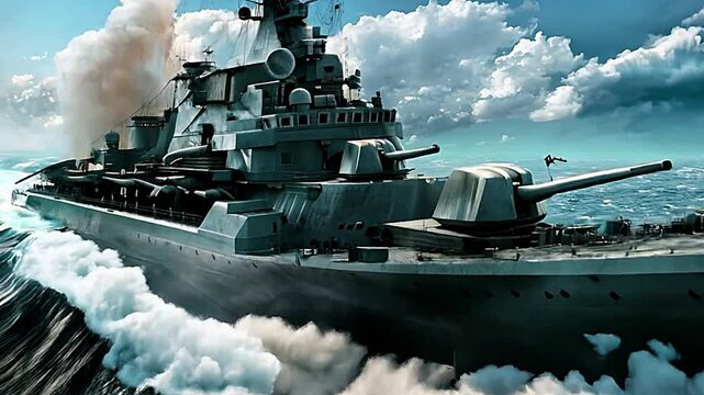 Corvette Ship in Action: Naval Power and Precision. Corvette-class warship speeding through the water, embodying strength. Military, maritime, and technology-themed campaigns.