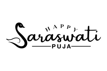 Happy Vasant Panchami lettering saraswati puja celebration vector Background.