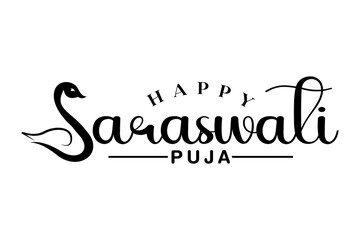 Happy Vasant Panchami lettering saraswati puja celebration vector Background.