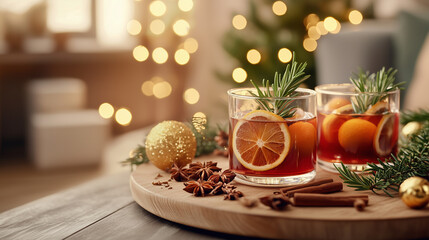 Vibrant Holiday Cocktails with Spices and Festive Decor