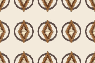 Ethnic ikat traditional motif fabric pattern geometric style.African Ikat embroidery Ethnic oriental pattern cream brown background wallpaper. Abstract,vector,illustration.Texture,frame,decoration.