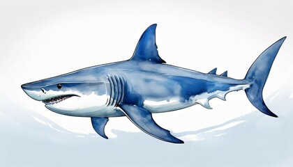 Obraz premium watercolor shark isolated white background