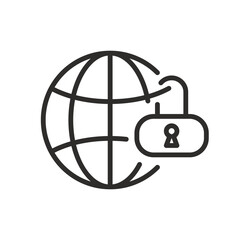 network security icon, globe with lock, internet security, tech symbol, vector icons eps10