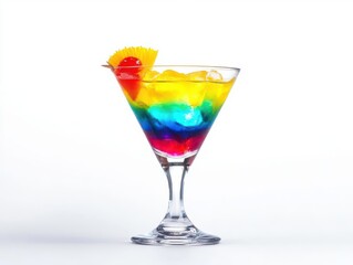 classic cocktail drink isolated against a pure white background, emphasizing its vibrant colors and luxurious appearance, creating an inviting visual for beverage promotion