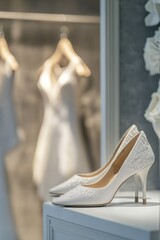 Obraz premium A pair of white shoes sitting on a table, waiting for their next use