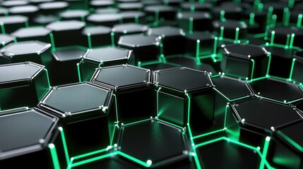Obraz premium Futuristic hexagonal network structure digital realm 3d visualization abstract environment close-up view technology concept