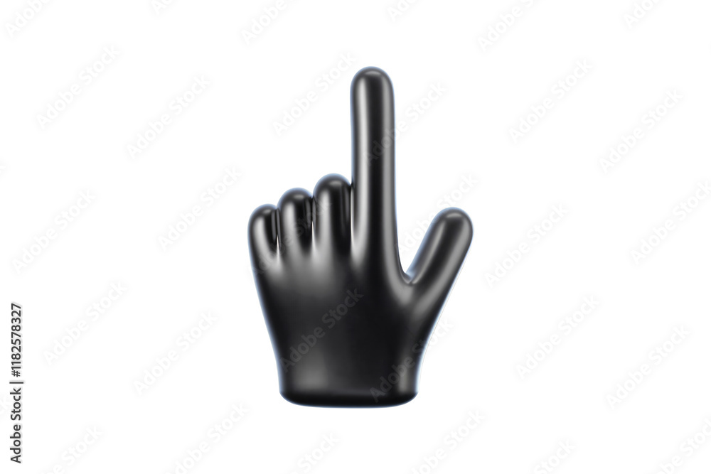 Poster a 3d rendered black hand pointing upwards, isolated on a light grey background. background removed