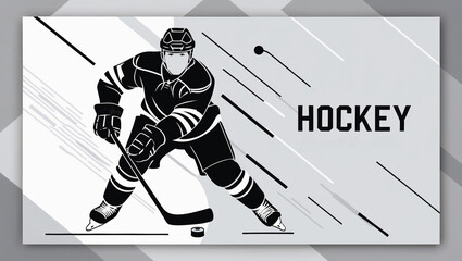 Obraz premium Dynamic depiction of a hockey player in sleek vector art design showcasing speed and skill during a match