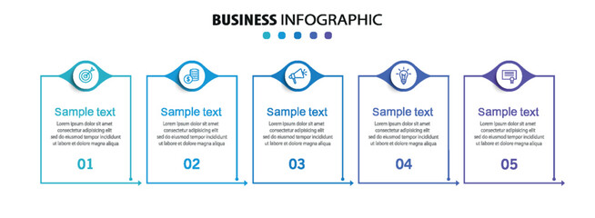 Business vector infographic template with 5 options or steps