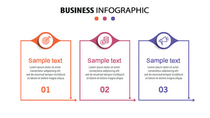 Infographic design template with icons and 3 options or steps