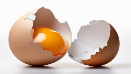 egg cracked and isolated on a white surface