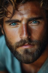 Fototapeta premium Portrait of a bearded man, great for personal or business use