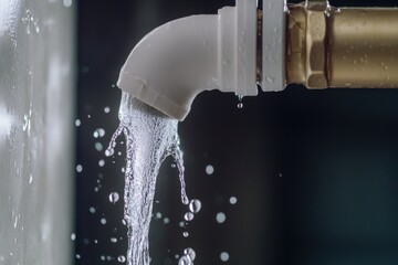 A close-up view of a pipe with flowing water, suitable for use in illustrations about plumbing, engineering, or environmental topics