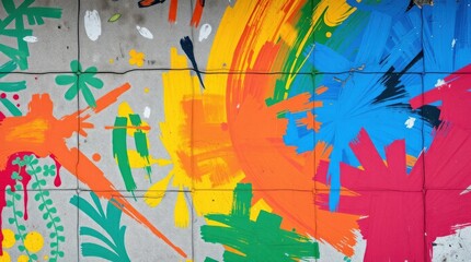 bold acrylic painting of a painted concrete wall featuring