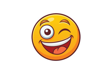 Fototapeta premium Playful and vibrant winking emoji face with a mischievous smile, perfect for expressing joy, humor, and lighthearted communication