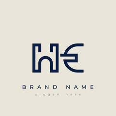 H and E logo design. HE abstract Letters Logo Monogram. This logo design is the process of creating a visual symbol that represents a brand, company, or individual.