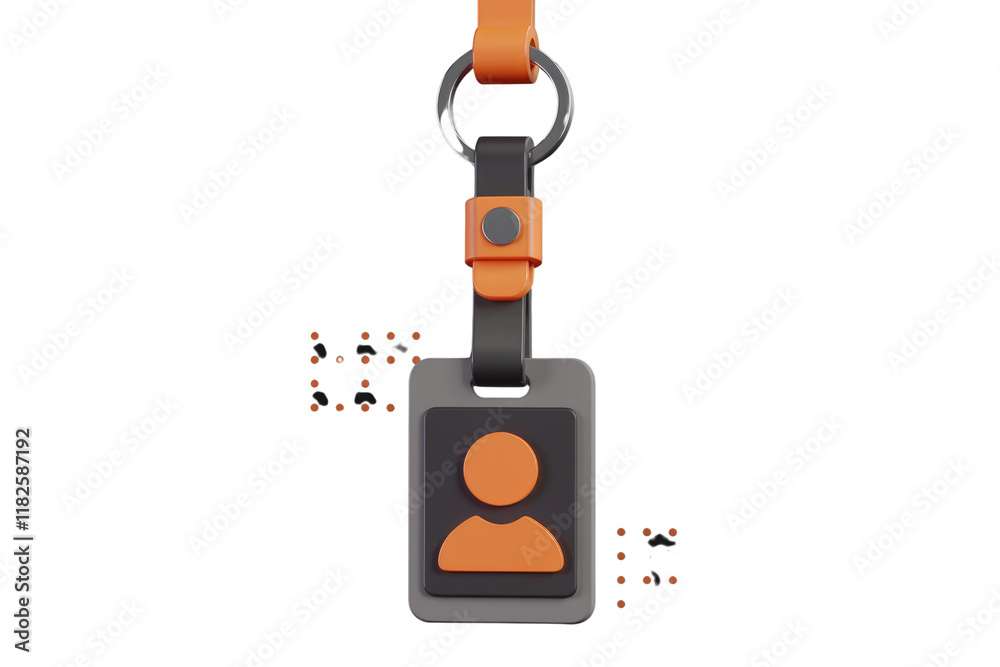 Aufkleber 3d render of an orange and gray id card with a lanyard. background removed