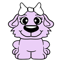 Dog Girl Cute Bow Pretty Woman Female Happy Smile Design Lover Art Vector Illustration Card T-Shirt Poster Sticker Graphic Print Decorative Drawing Isolated Logo Decoration Symbol Creative Cool Style
