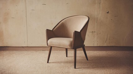 Mid-Century Modern Upholstered Armchair in Neutral Beige