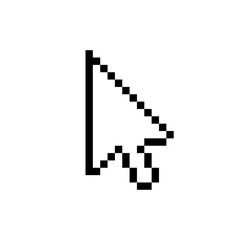 Web cursor icon. Symbol for control or selection on a monitor. Pixel arrow. Graphical interface element.