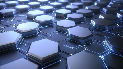 Obraz premium Dynamic hexagonal technology pattern abstract background digital art modern environment frontal view innovation concept