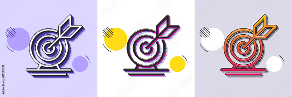 Wall mural target goal line icon. halftone dotted pattern. gradient icon with grain shadow. success arrow sign.